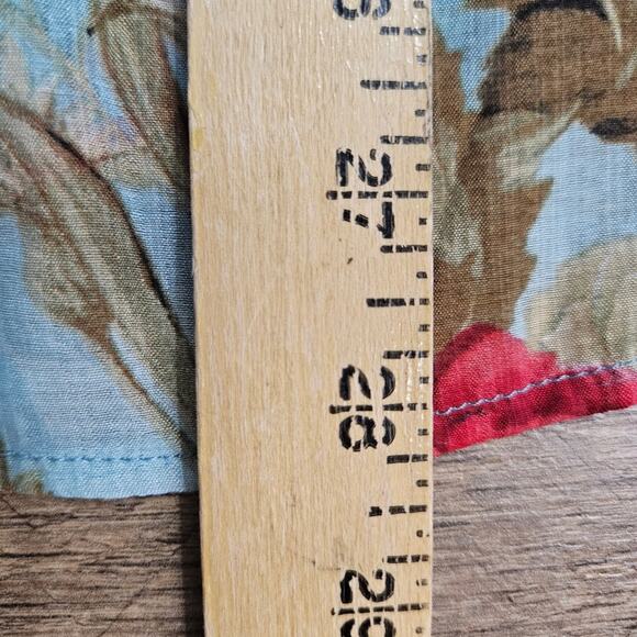 Umgee Tunic Floral Blue Red Long Sleeve Button Down Shirt Cotton Medium Boho - Picture 12 of 15